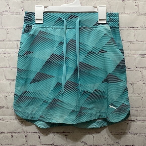 Slazenger Skort Athletic Golf Tennis Activewear Geometric Print‎ Aqua Size xs - Picture 2 of 7